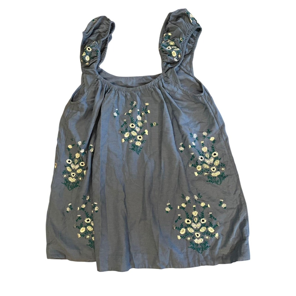 Embroidered Gray Sleeveless Top